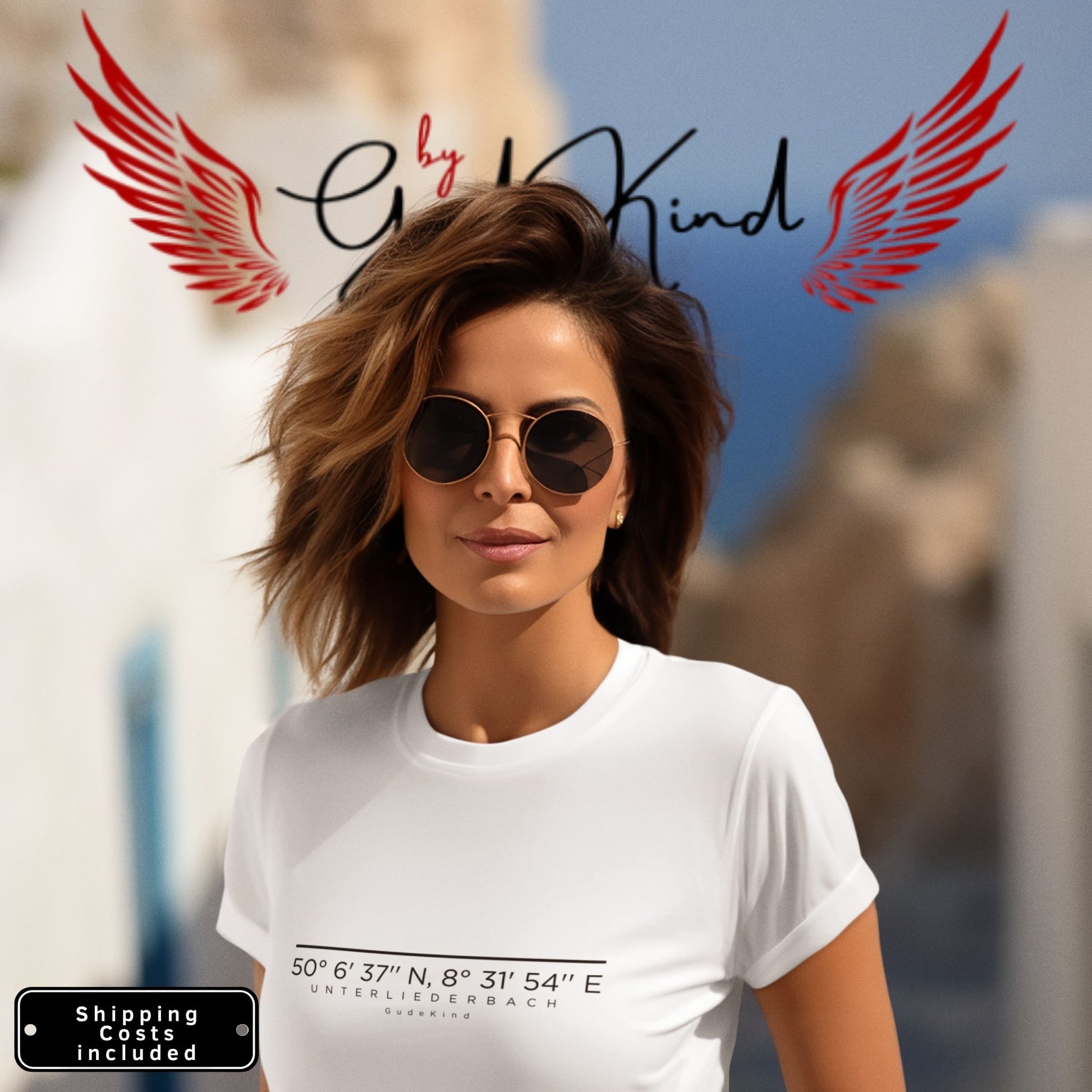 Person trägt Unterliederbach T-Shirt Frankfurt minimalistisch Gudekind