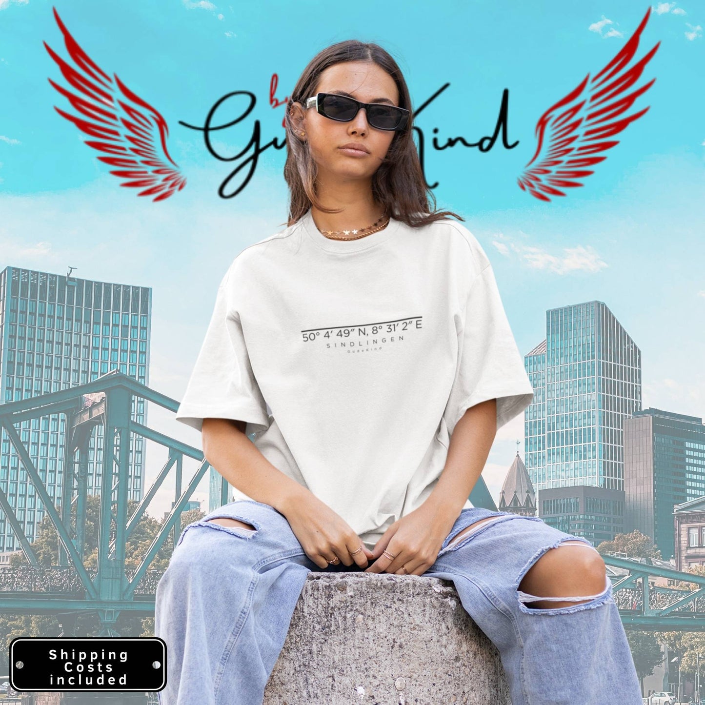 Local Pride Sindlingen Premium Oversized Shirt – 100% Baumwolle, minimaler Print für Frankfurt