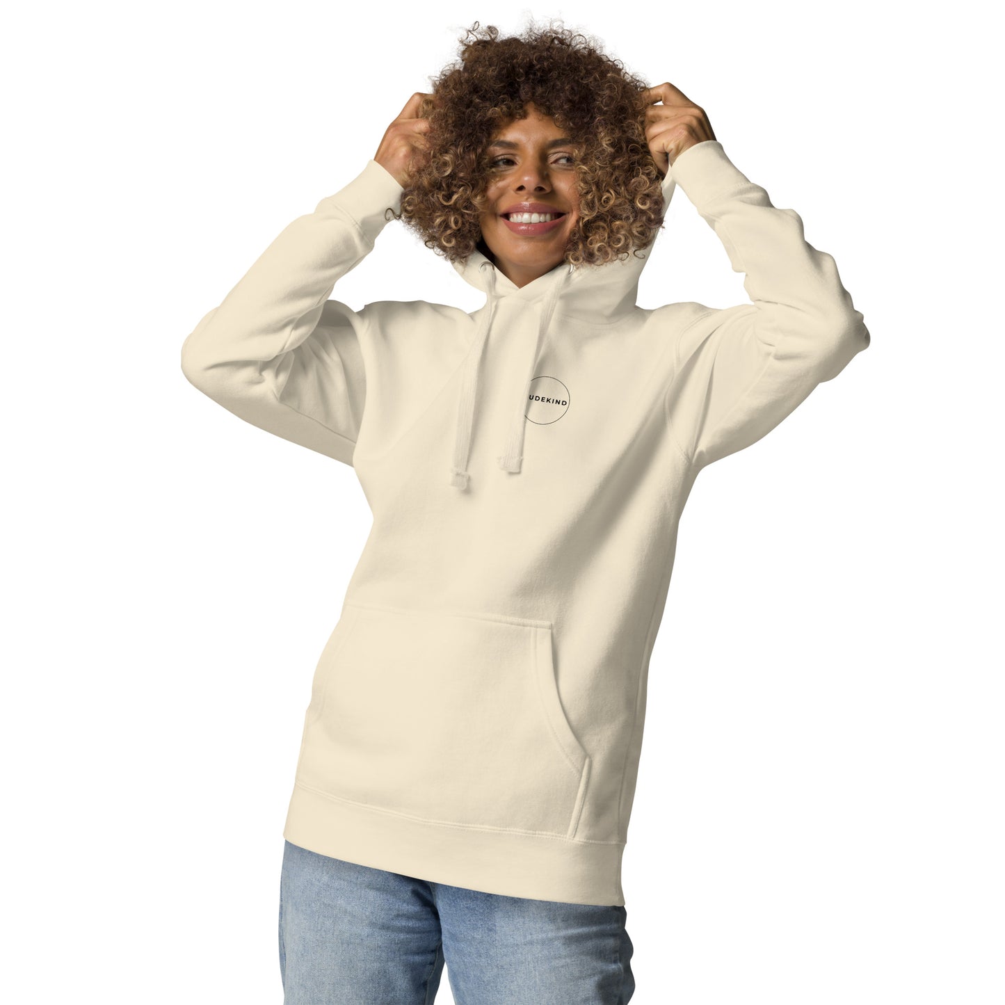 Detailansicht Frontprint Ginnheimer Spargel Hoodie – dezentes Gudekind Markenlogo