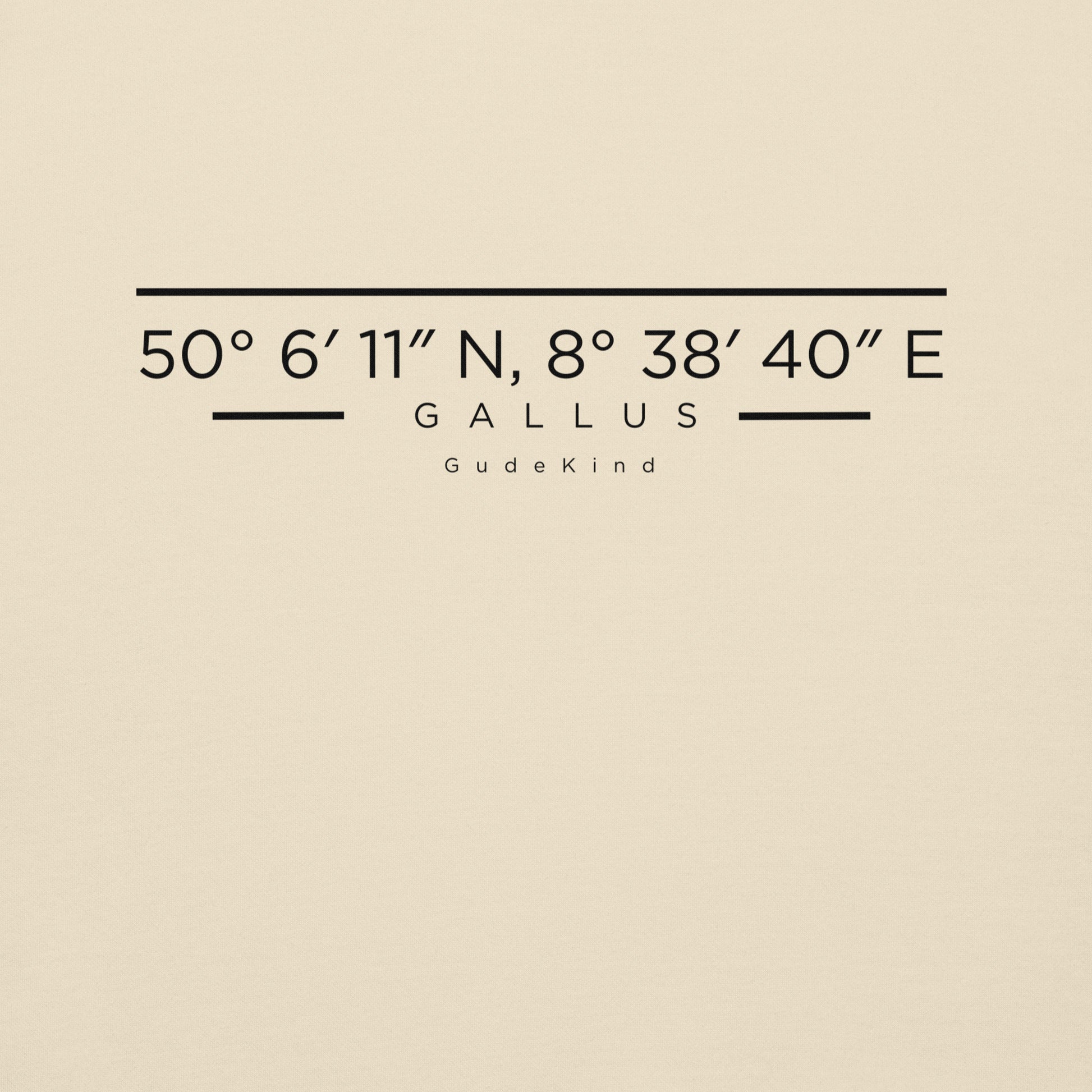 Minimalistischer Hoodie mit Gallus-Koordinaten auf der Brust – Local Pride Frankfurt