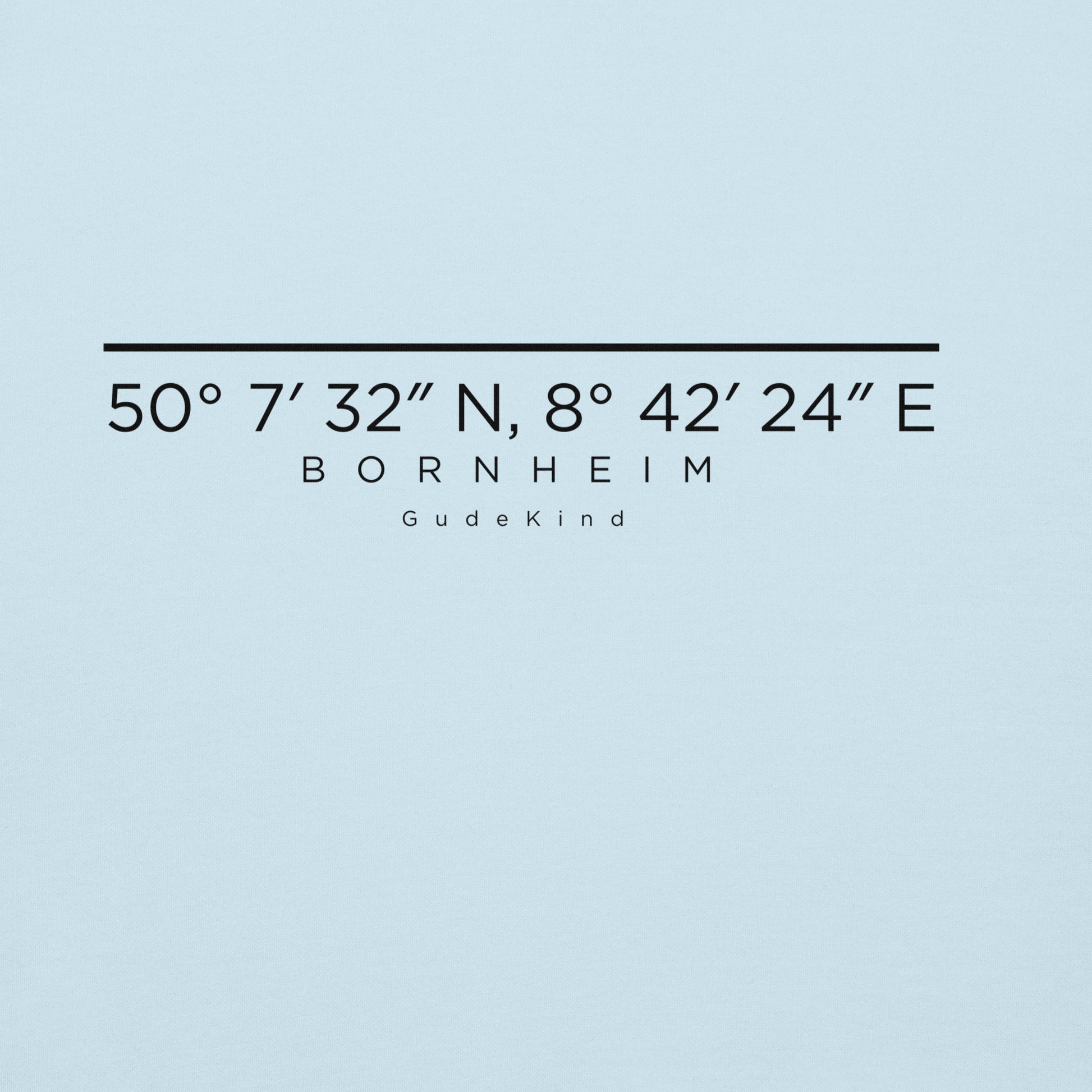 Gudekind Bornheim Hoodie Frontansicht – minimalistischer Frankfurt Stadtteil Hoodie