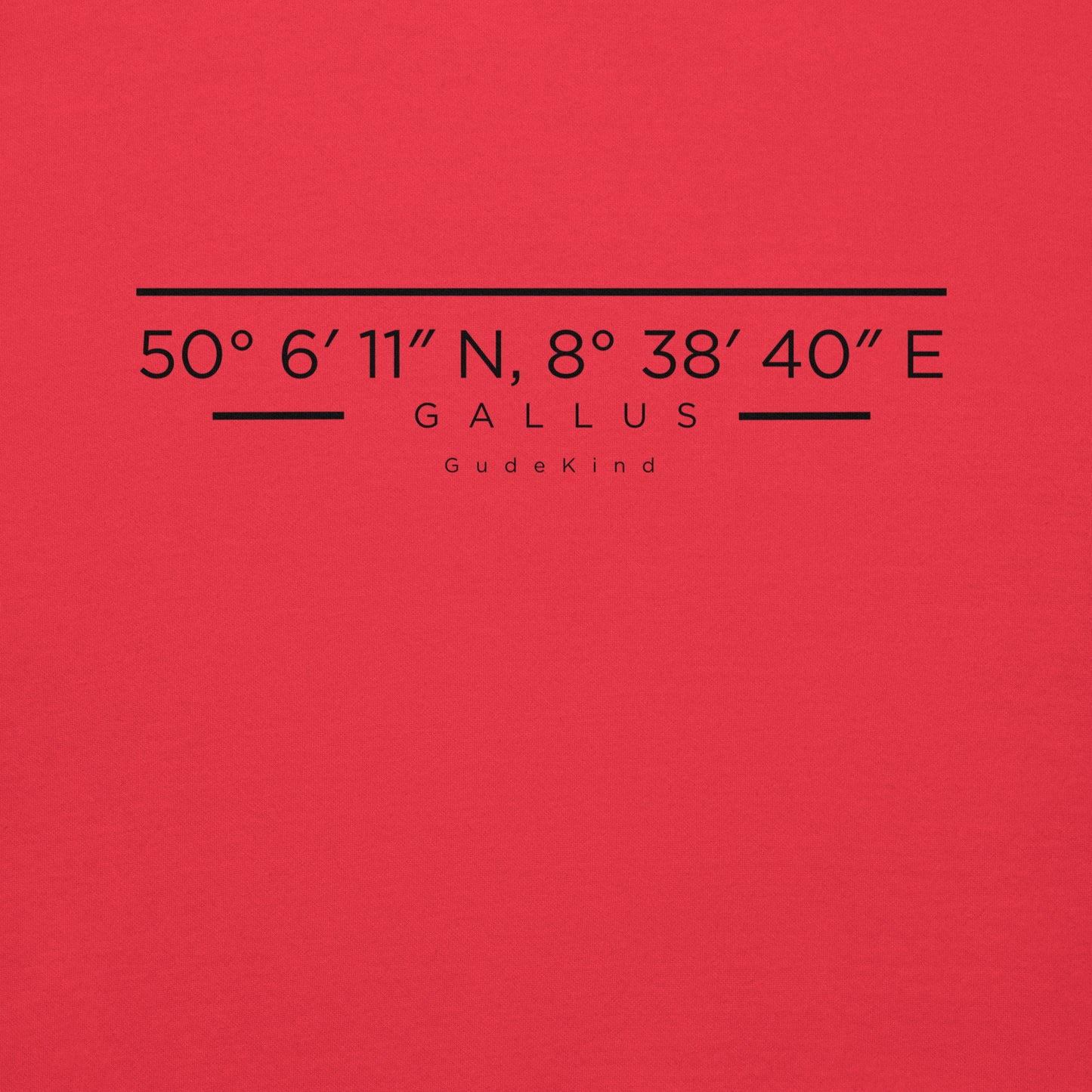 Minimalistischer Hoodie mit Gallus-Koordinaten auf der Brust – Local Pride Frankfurt