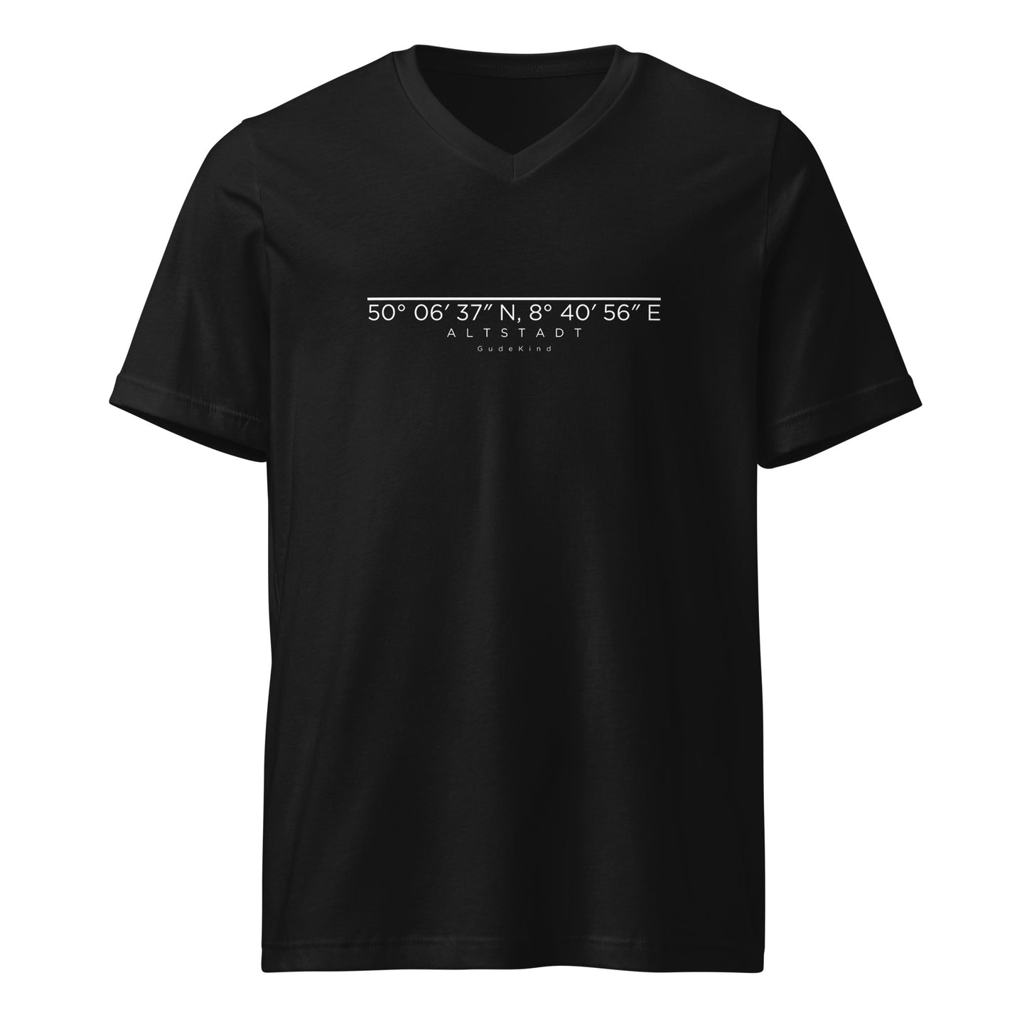 Frankfurt Altstadt V-Neck Shirt mit minimalistischem Frontprint – Gudekind Local Pride