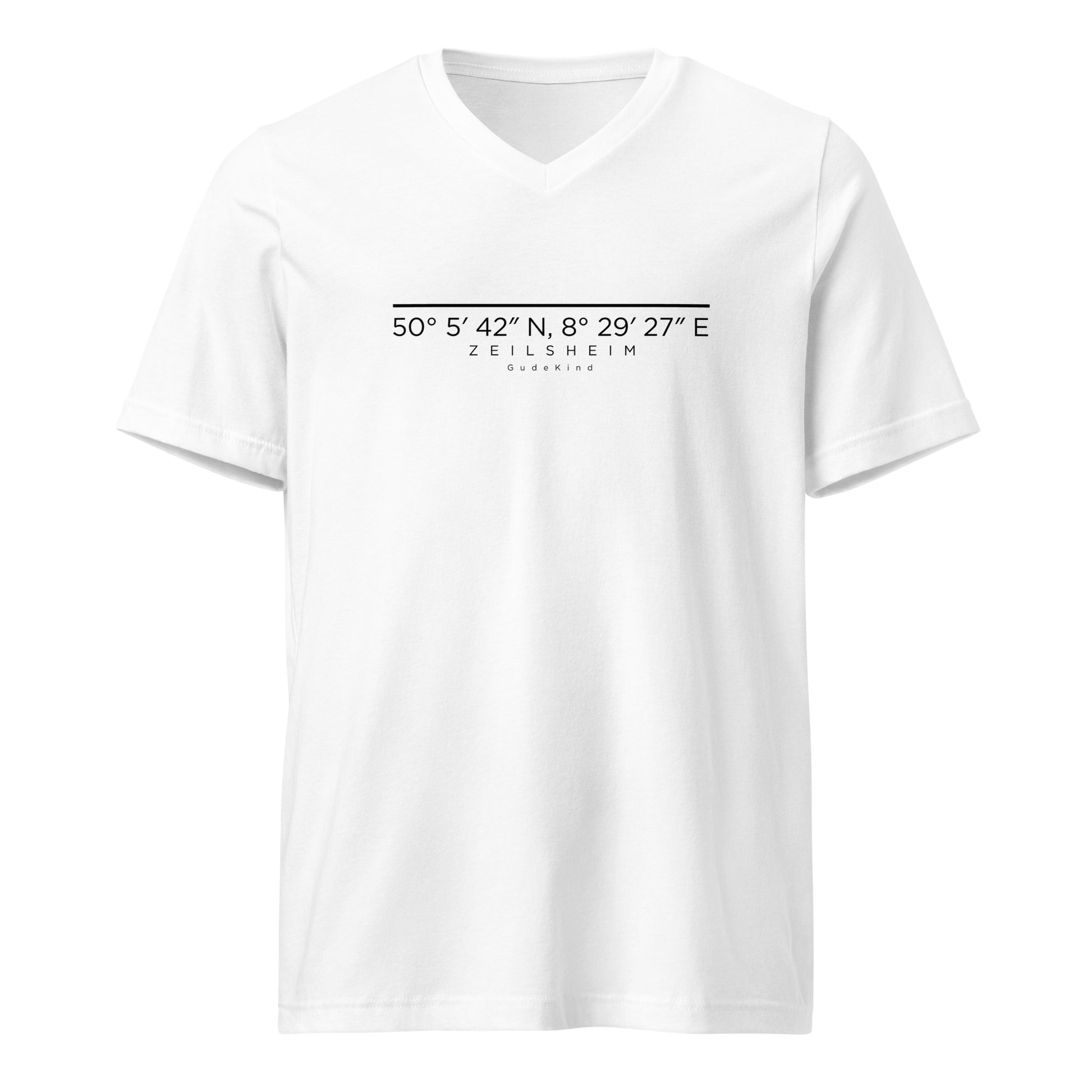 Frankfurt Zeilsheim V-Neck Shirt mit minimalistischem Frontprint – Gudekind Local Pride