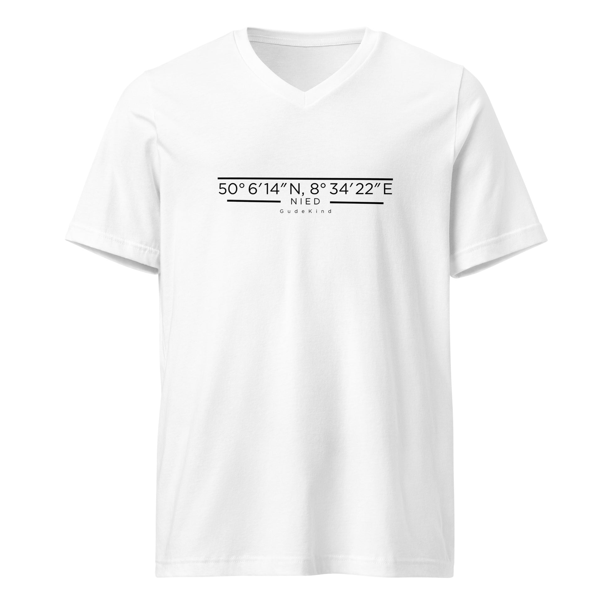 Frankfurt Nied V-Neck Shirt mit minimalistischem Frontprint – Gudekind Local Pride