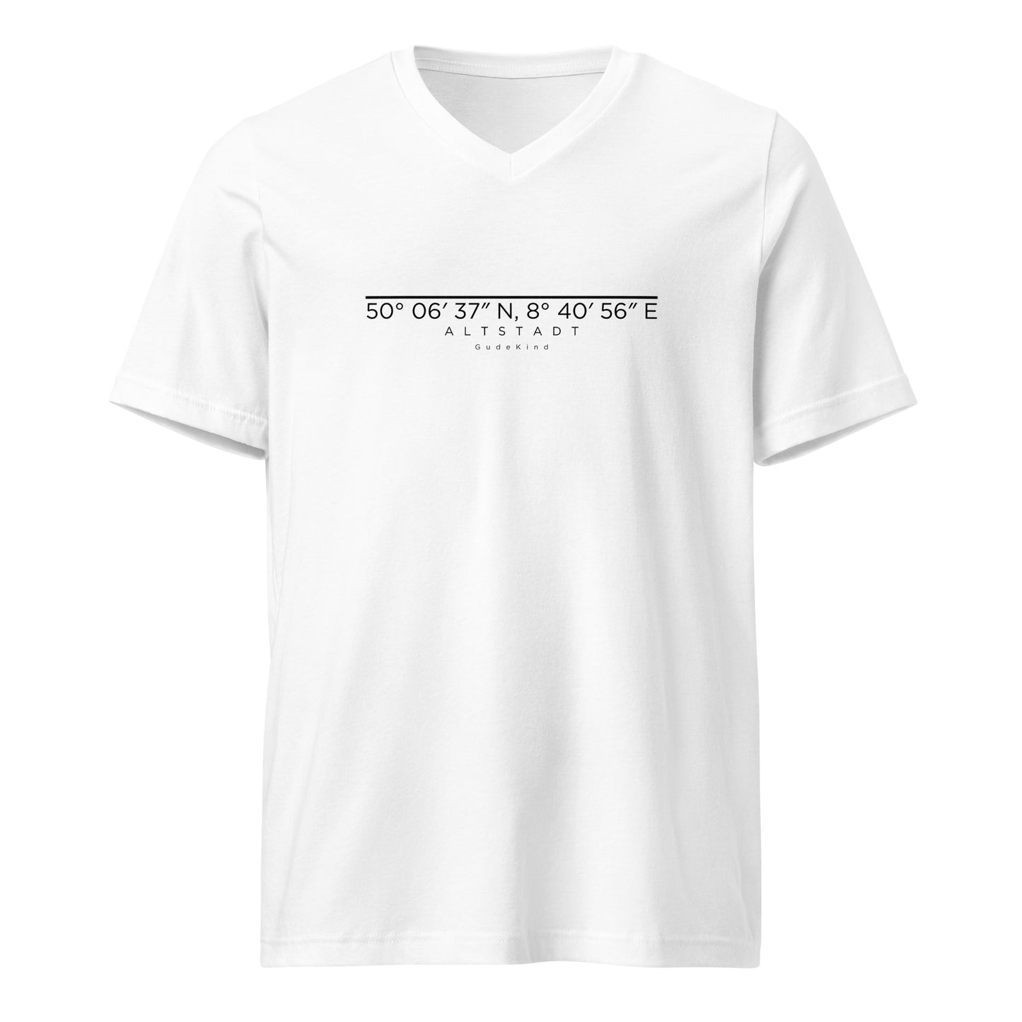 Frankfurt Altstadt V-Neck Shirt mit minimalistischem Frontprint – Gudekind Local Pride