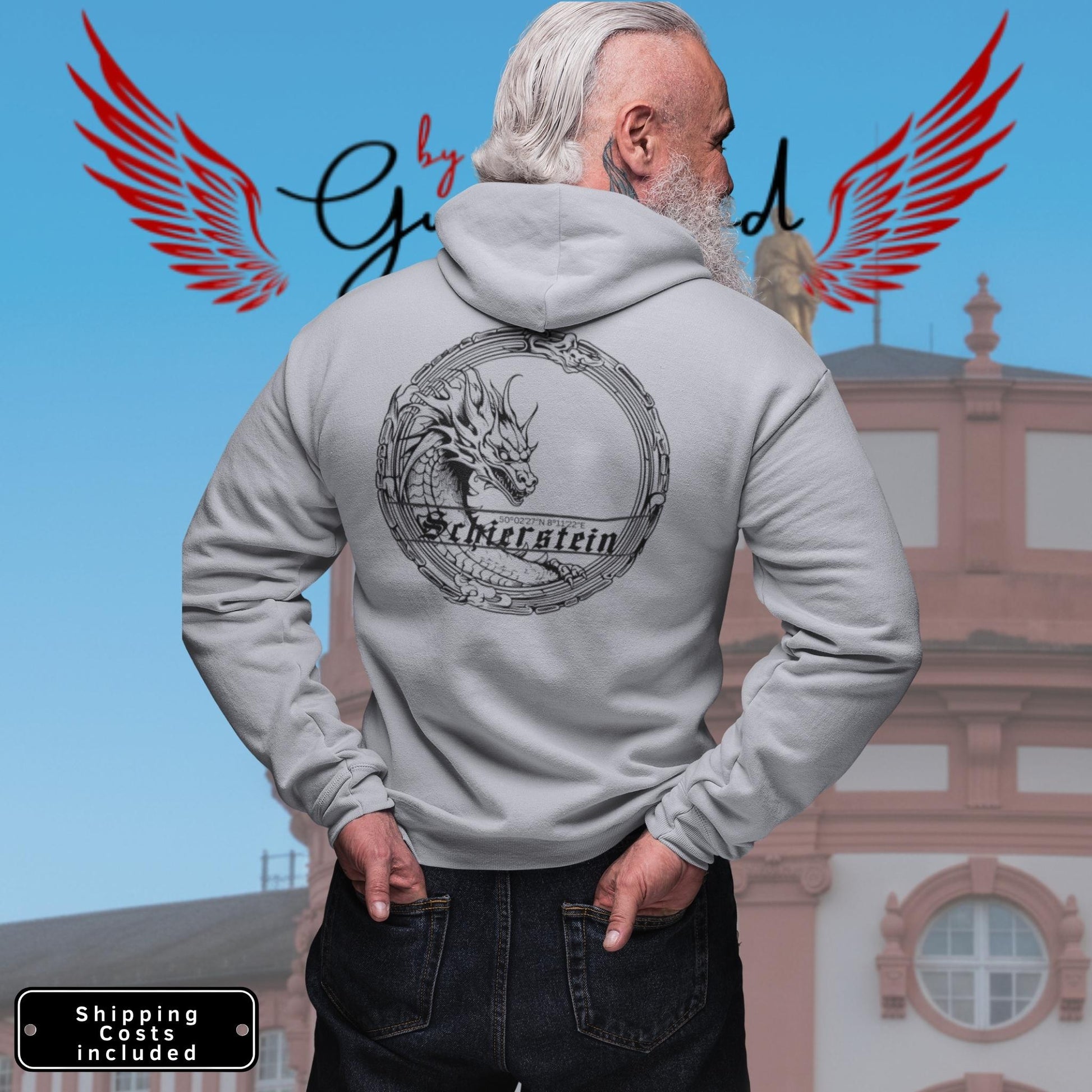 Schierstein Premium Zip Hoodie mit Backprint – minimalistischer Unisex Hoodie in hoher Qualität