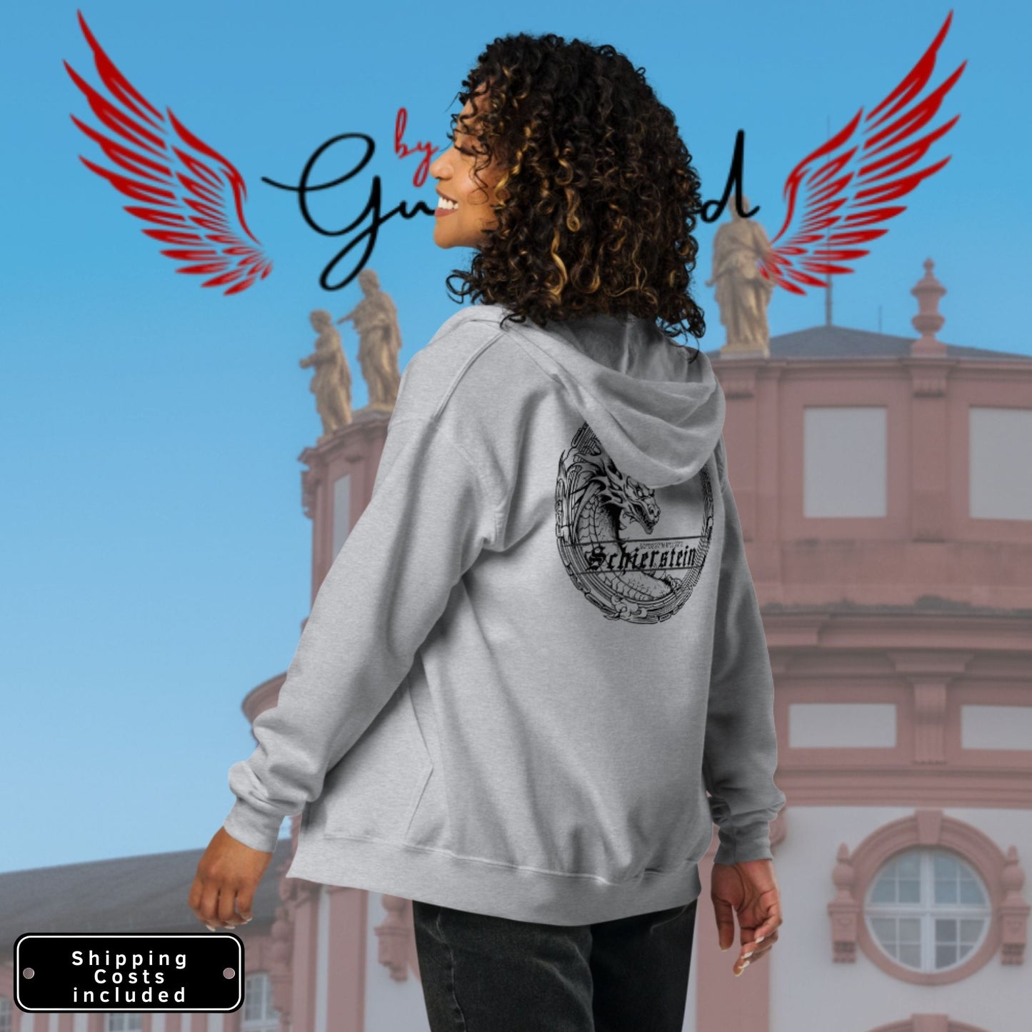 Schierstein Premium Zip Hoodie mit Backprint – minimalistischer Unisex Hoodie in hoher Qualität