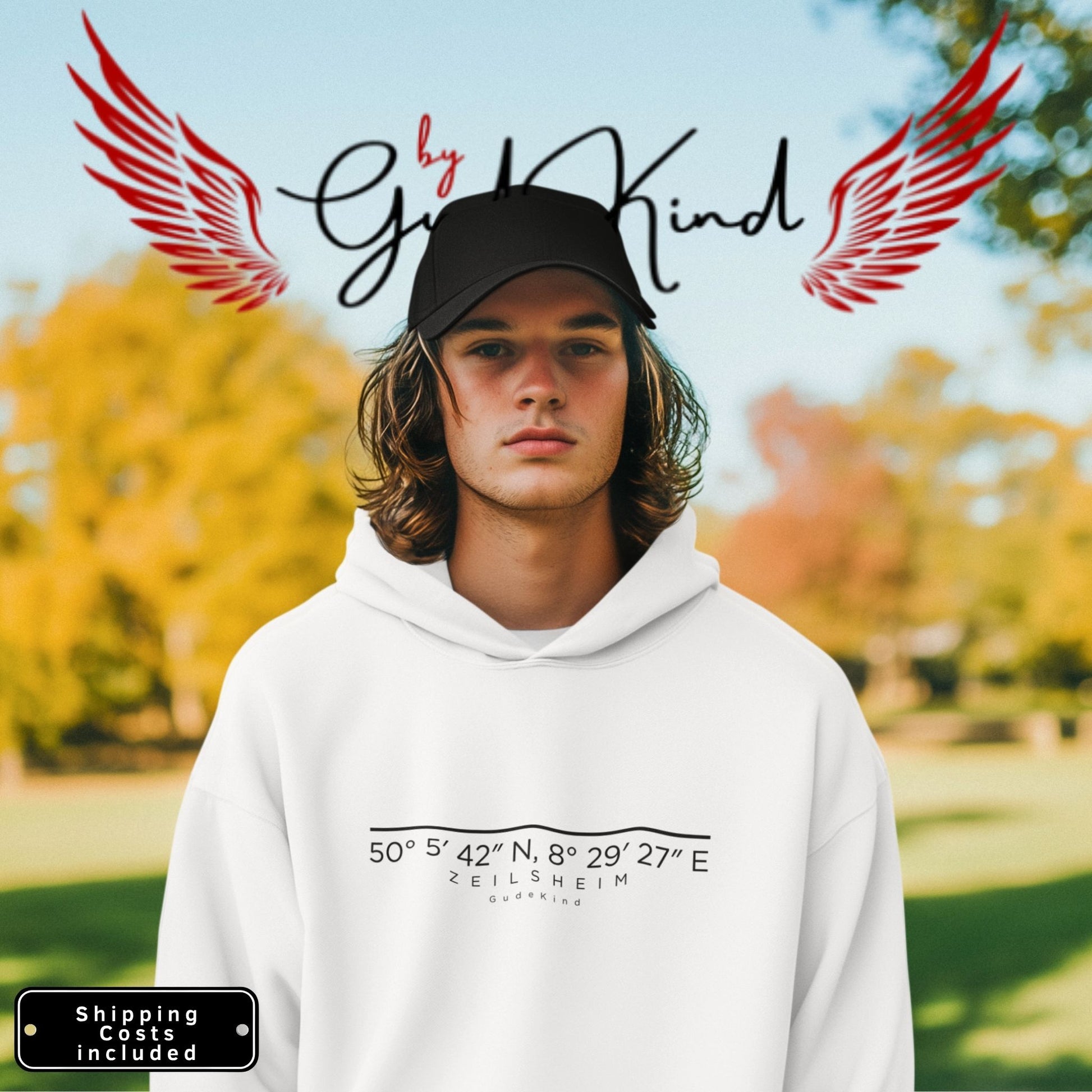 Person trägt Zeilsheim Hoodie in urbaner Umgebung