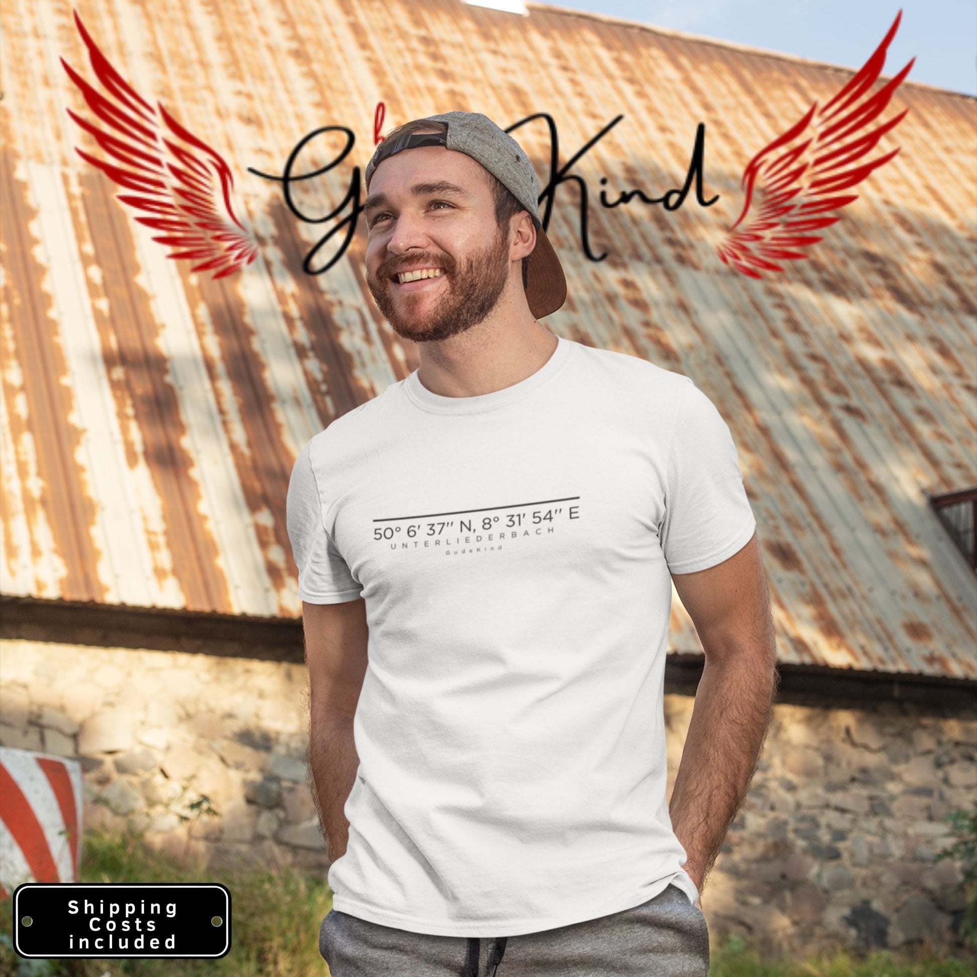 Person trägt Unterliederbach T-Shirt Frankfurt minimalistisch Gudekind