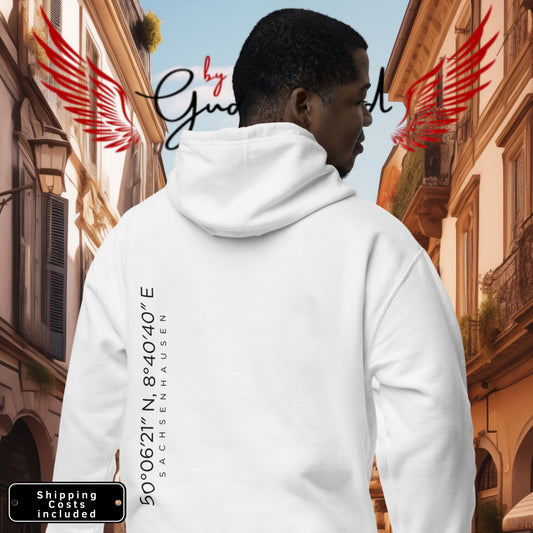 Sachsenhausen Premium Hoodie Back- und Frontprint minimal Frankfurt Gudekind