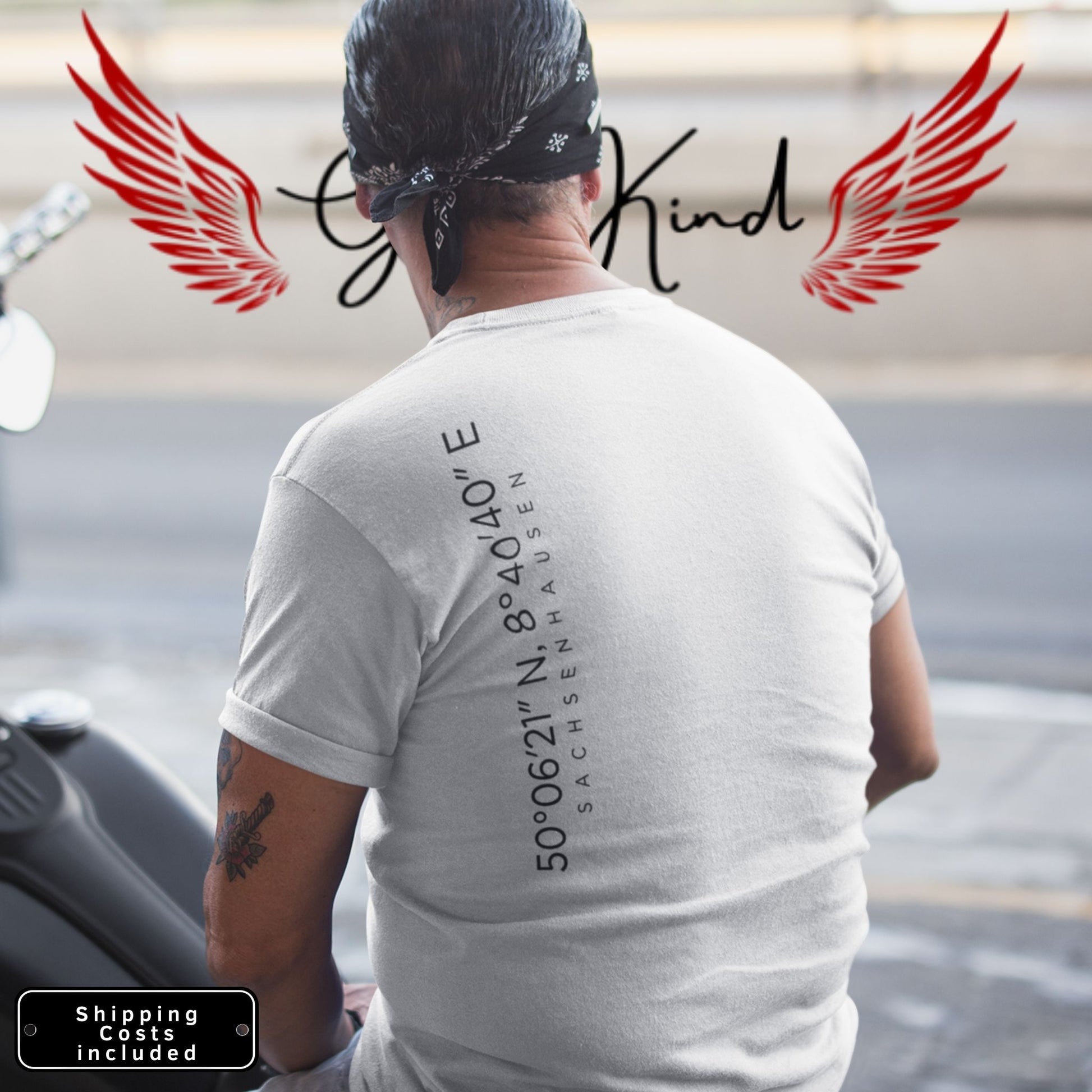 Local Pride T-Shirt mit Backprint – Koordinaten Frankfurt Sachsenhausen