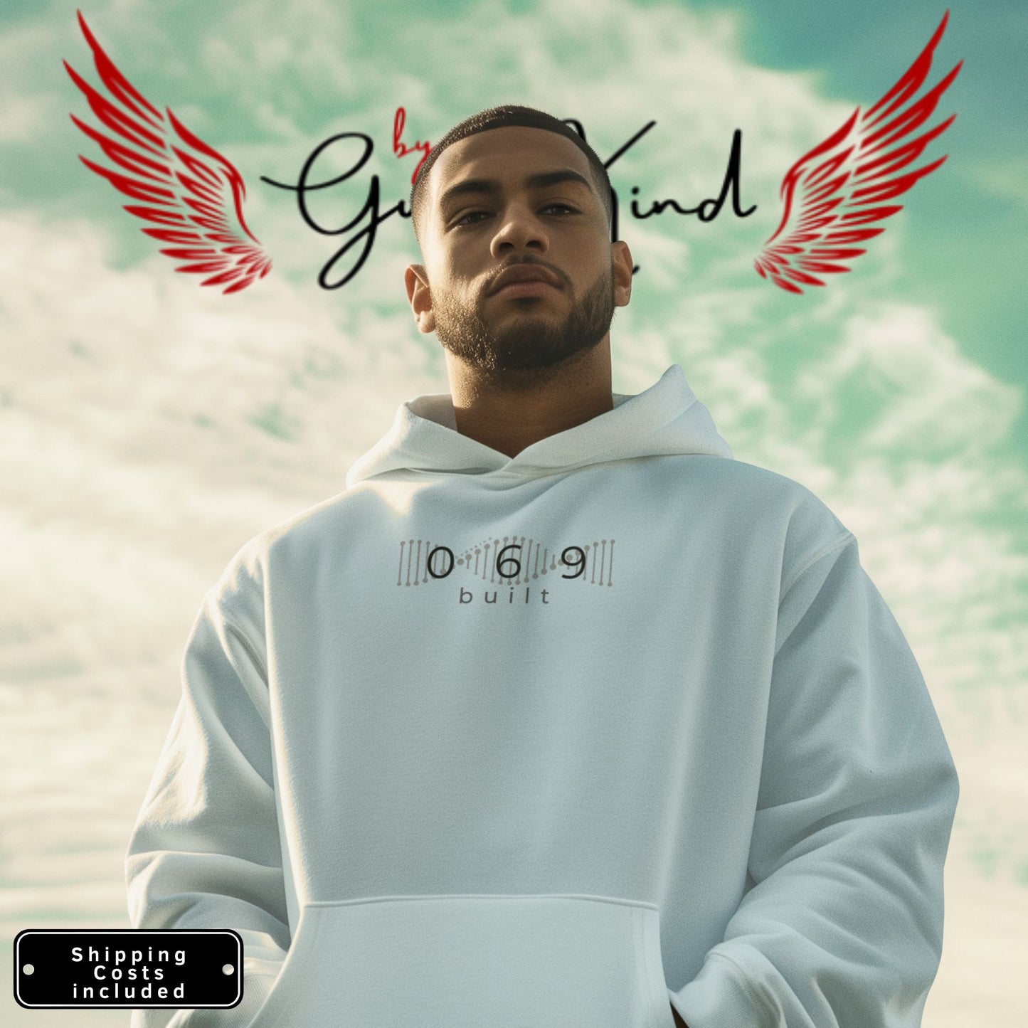 Unisex Hoodie mit 069 Frontprint – getragen, minimalistisch, Frankfurt Design