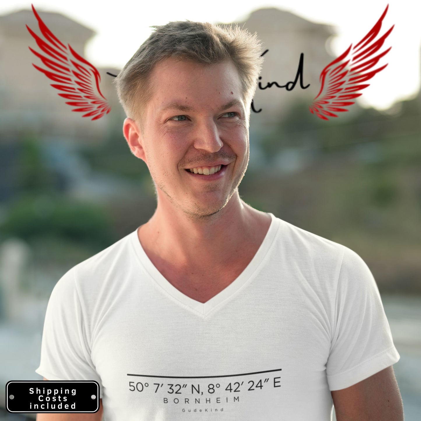 Unisex T-Shirt mit V-Ausschnitt – Frankfurt Bornheim Edition von Gudekind