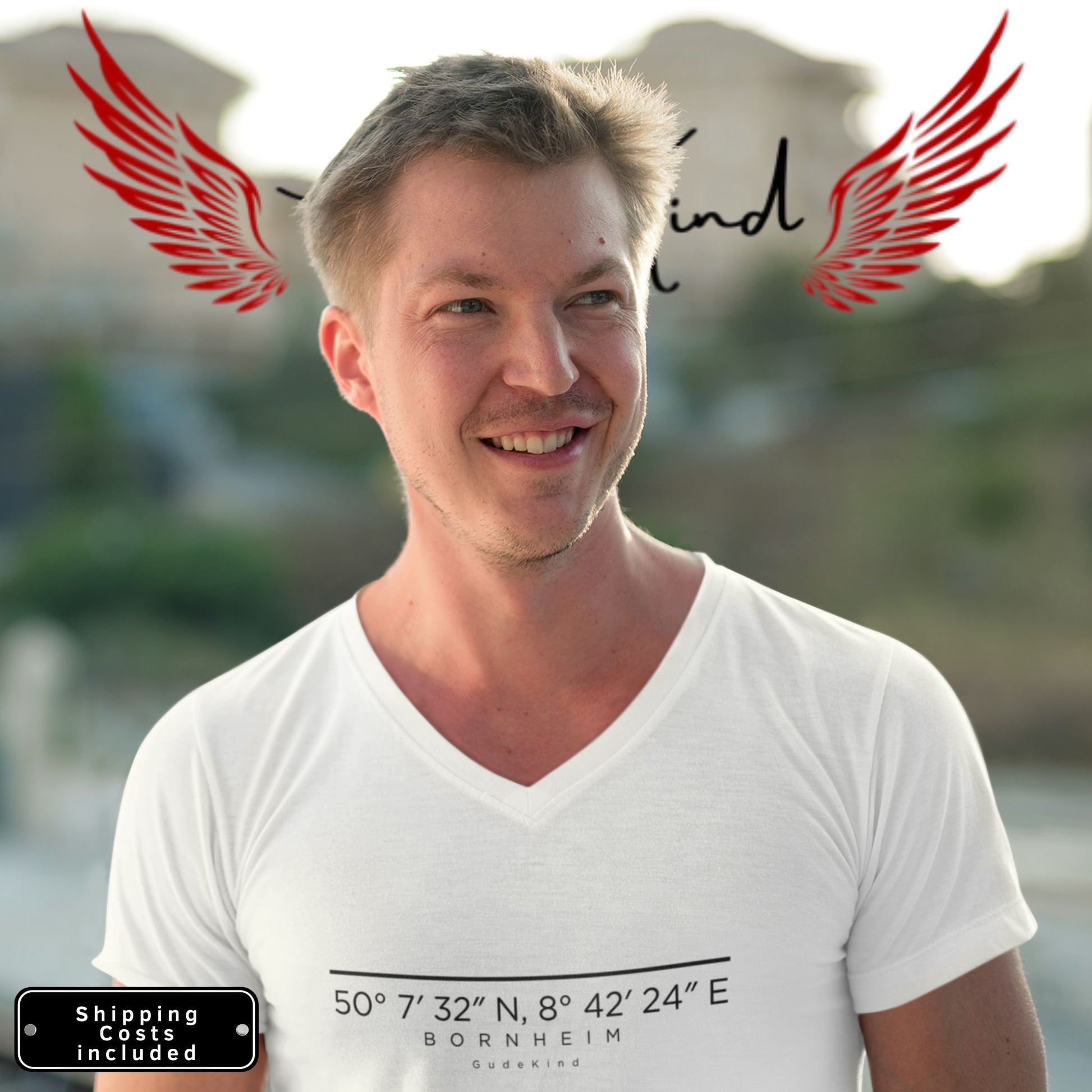 Unisex T-Shirt mit V-Ausschnitt – Frankfurt Bornheim Edition von Gudekind