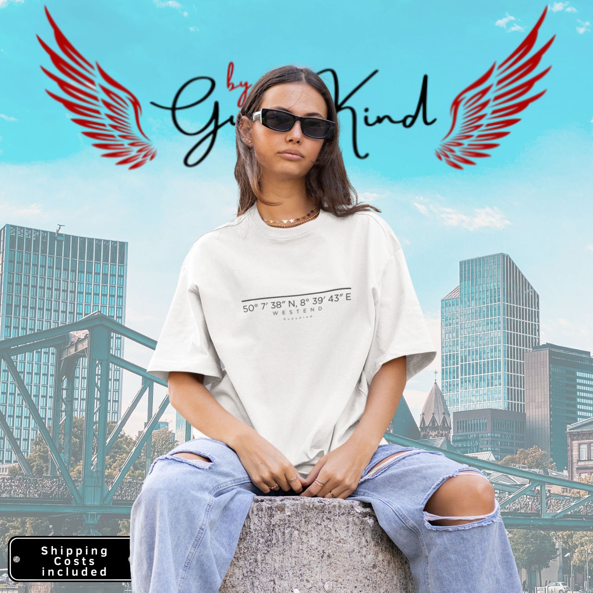 Local Pride Westend Premium Oversized Shirt – 100% Baumwolle, minimaler Print für Frankfurt