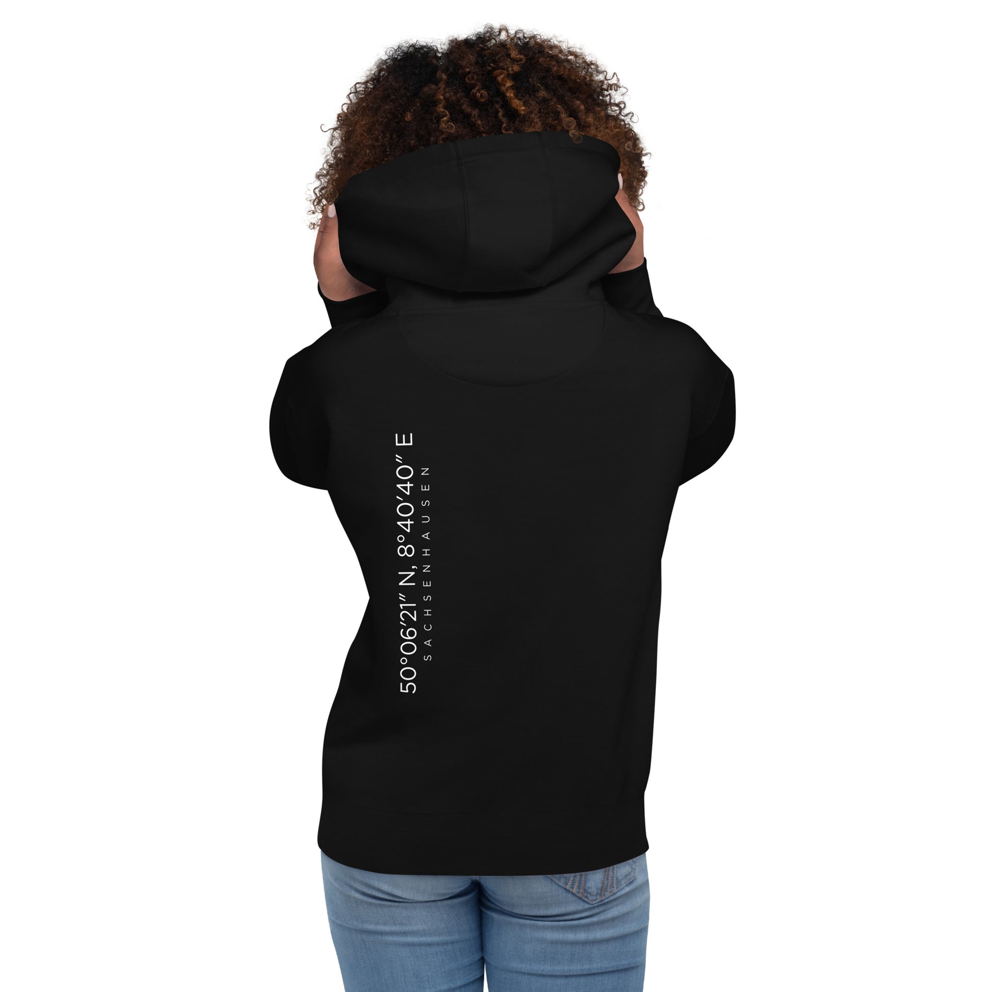 Sachsenhausen Premium Hoodie Back- und Frontprint minimal Frankfurt Gudekind