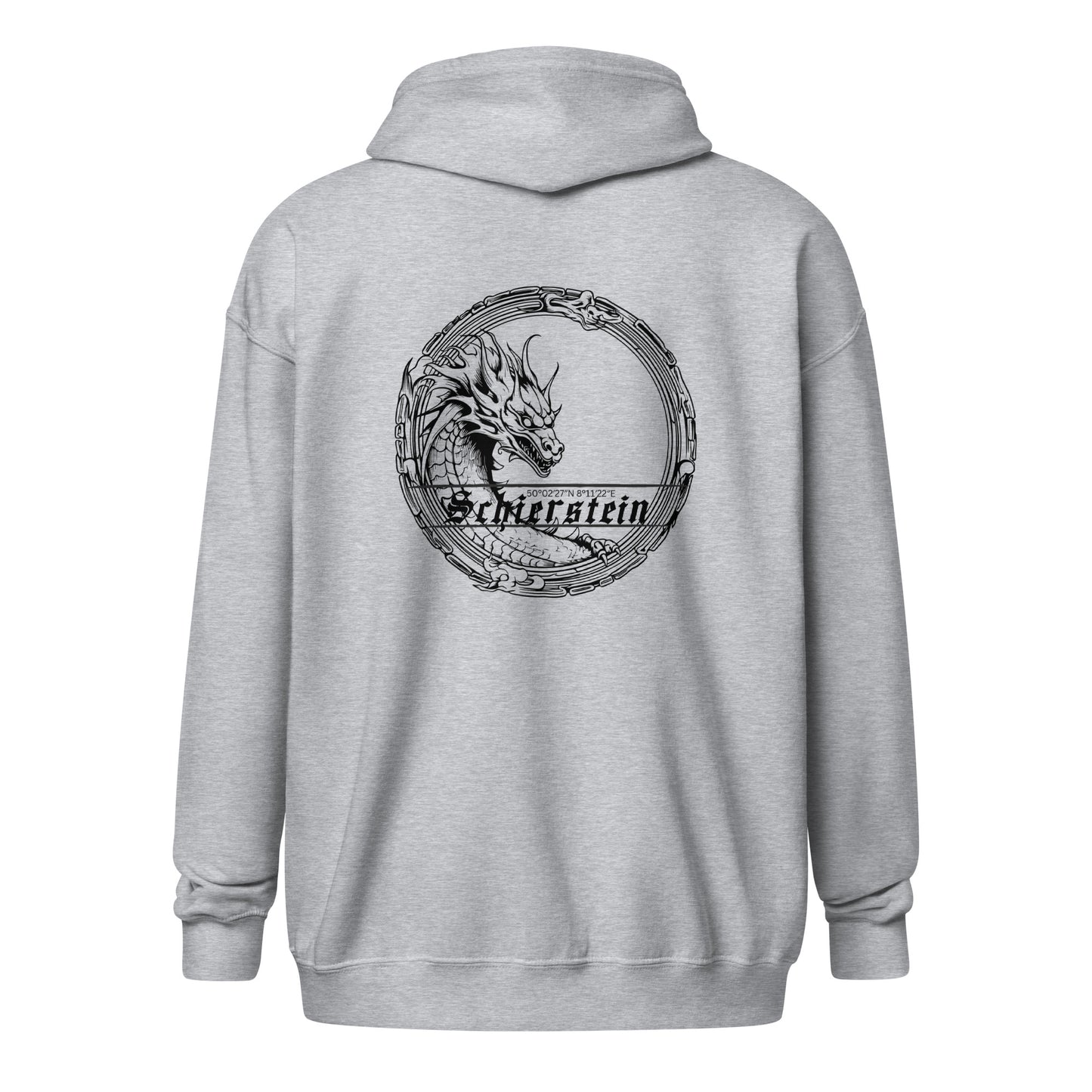 Schierstein Premium Zip Hoodie mit Backprint – minimalistischer Unisex Hoodie in hoher Qualität