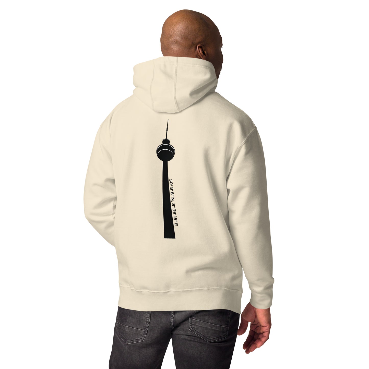 Detailansicht Frontprint Ginnheimer Spargel Hoodie – dezentes Gudekind Markenlogo