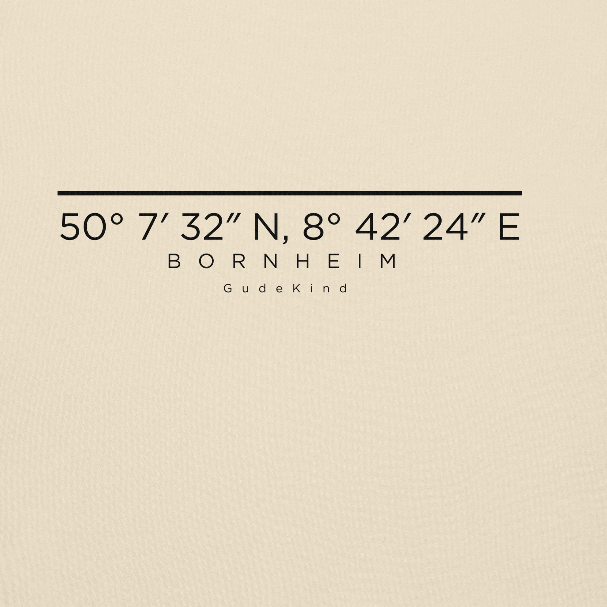 Gudekind Bornheim Hoodie Frontansicht – minimalistischer Frankfurt Stadtteil Hoodie