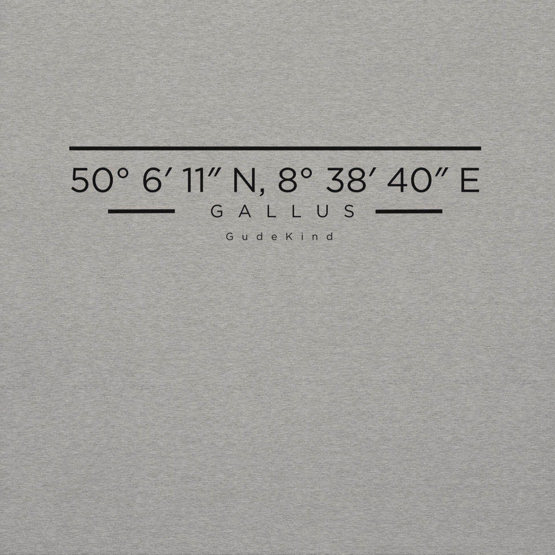 Minimalistischer Hoodie mit Gallus-Koordinaten auf der Brust – Local Pride Frankfurt