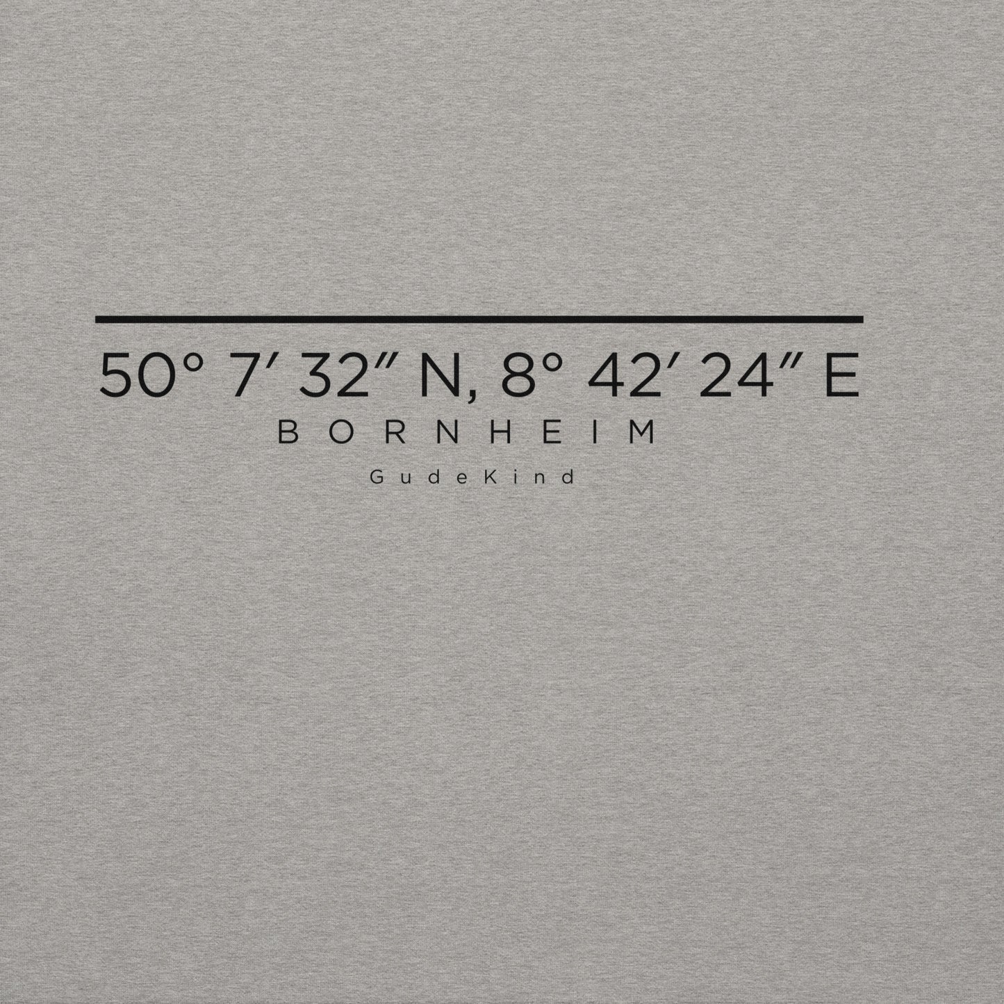 Gudekind Bornheim Hoodie Frontansicht – minimalistischer Frankfurt Stadtteil Hoodie