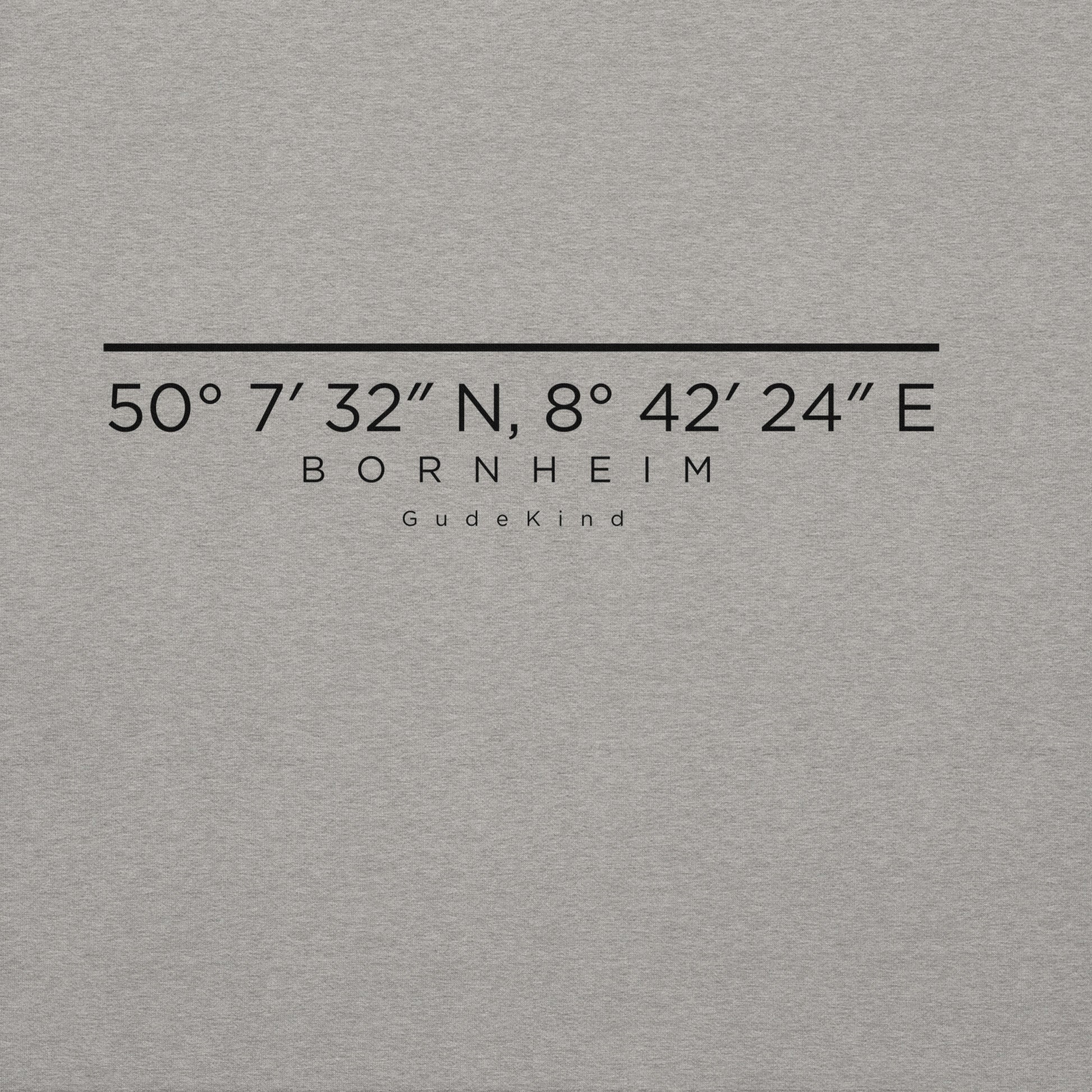 Gudekind Bornheim Hoodie Frontansicht – minimalistischer Frankfurt Stadtteil Hoodie