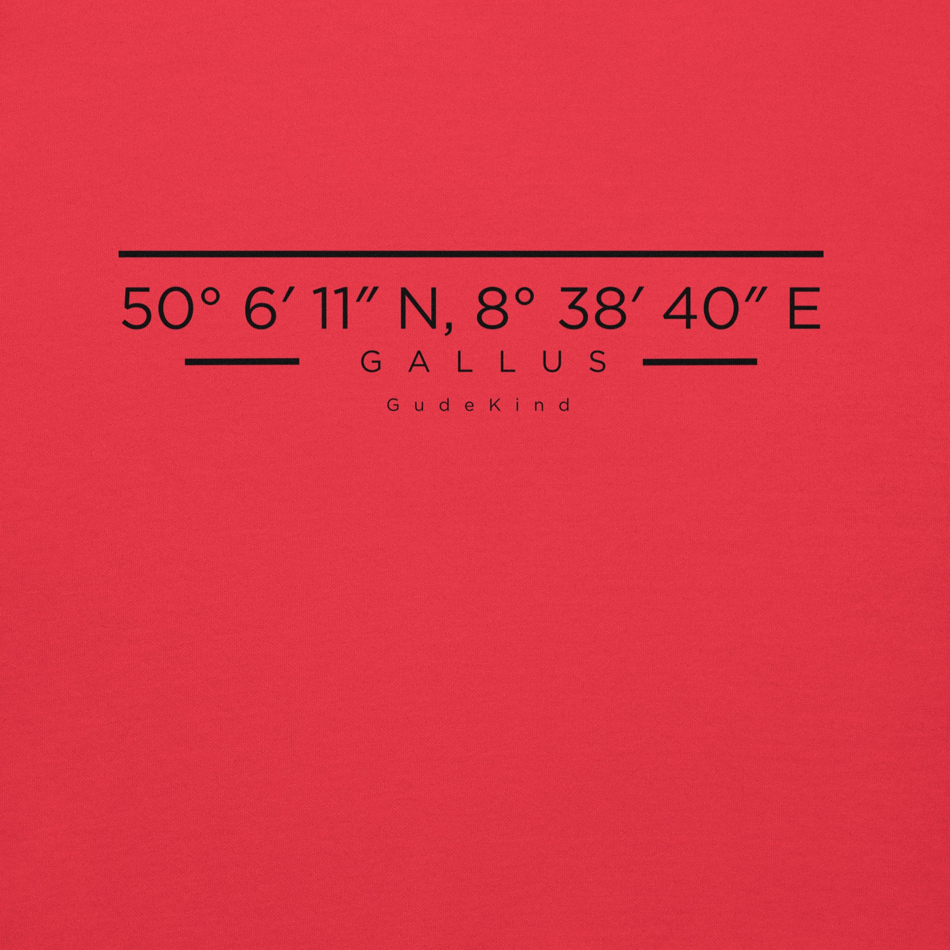 Minimalistischer Hoodie mit Gallus-Koordinaten auf der Brust – Local Pride Frankfurt