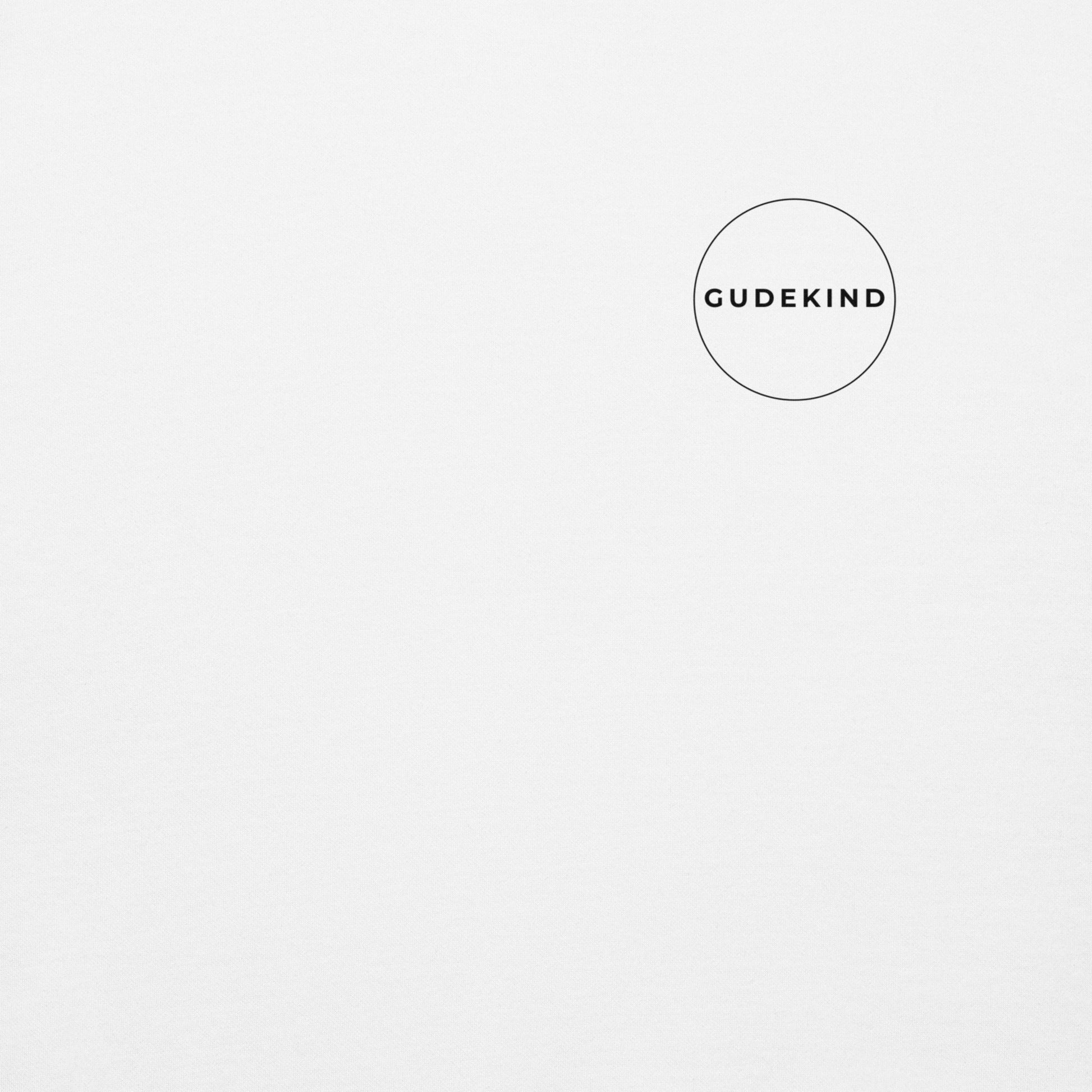 Gudekind Alt-Sachsenhausen Hoodie mit Markenlogo Front und Koordinaten Backprint, minimalistisches Frankfurt Stadtteil Design