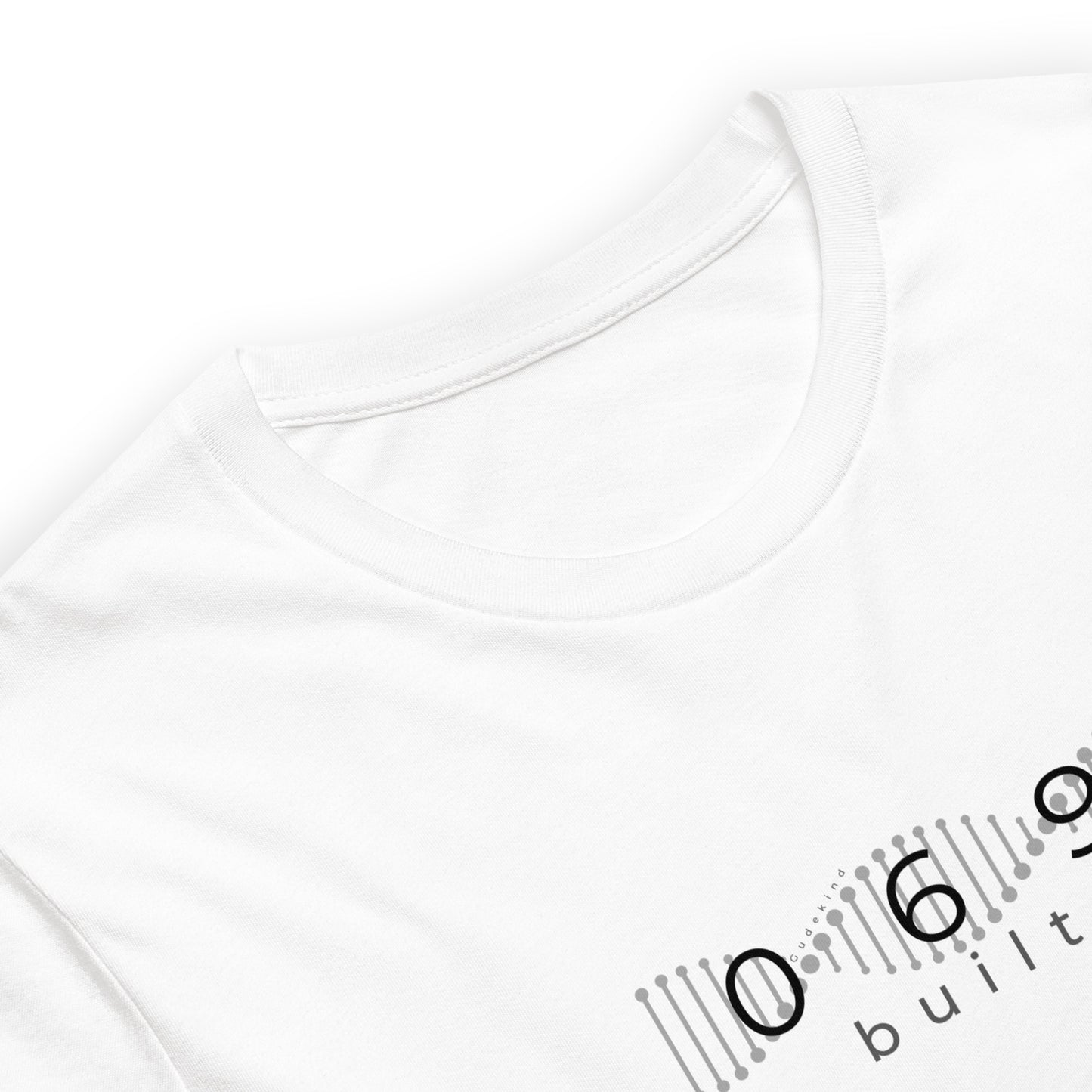 Minimalistisches T-Shirt mit DNA-Strang, darüber "069", darunter "built" – Local Pride Frankfurt Design in sportlicher Optik