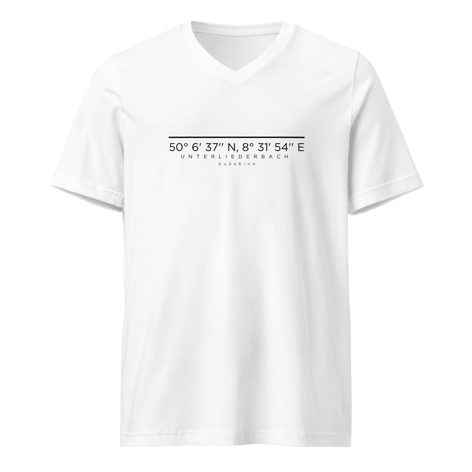 Frankfurt Unterliederbach V-Neck Shirt mit minimalistischem Frontprint – Gudekind Local Pride